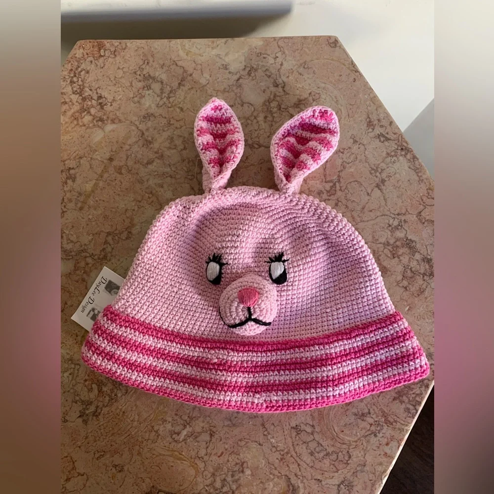 Kids’ Pink Bunny Cotton Hat - Picture 7 of 10